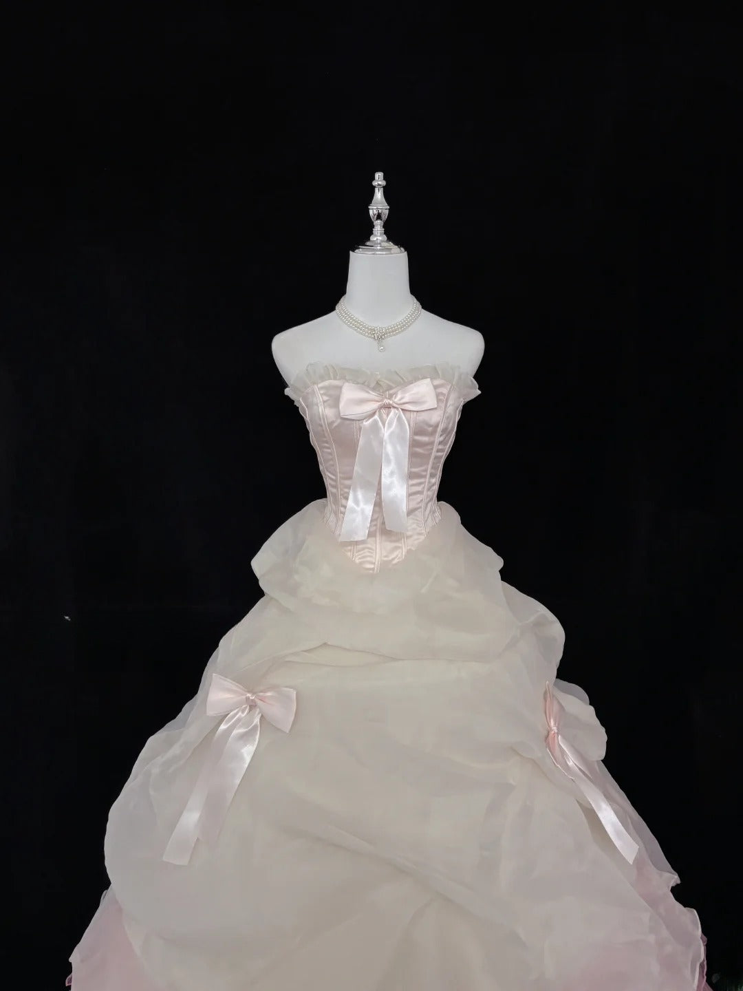 Princess Ball Gown Strapless Pink With Bow Quince Dress Voluminous Sweet 16 Sweet Sixteen Outfits Vestido de 15 RB7490