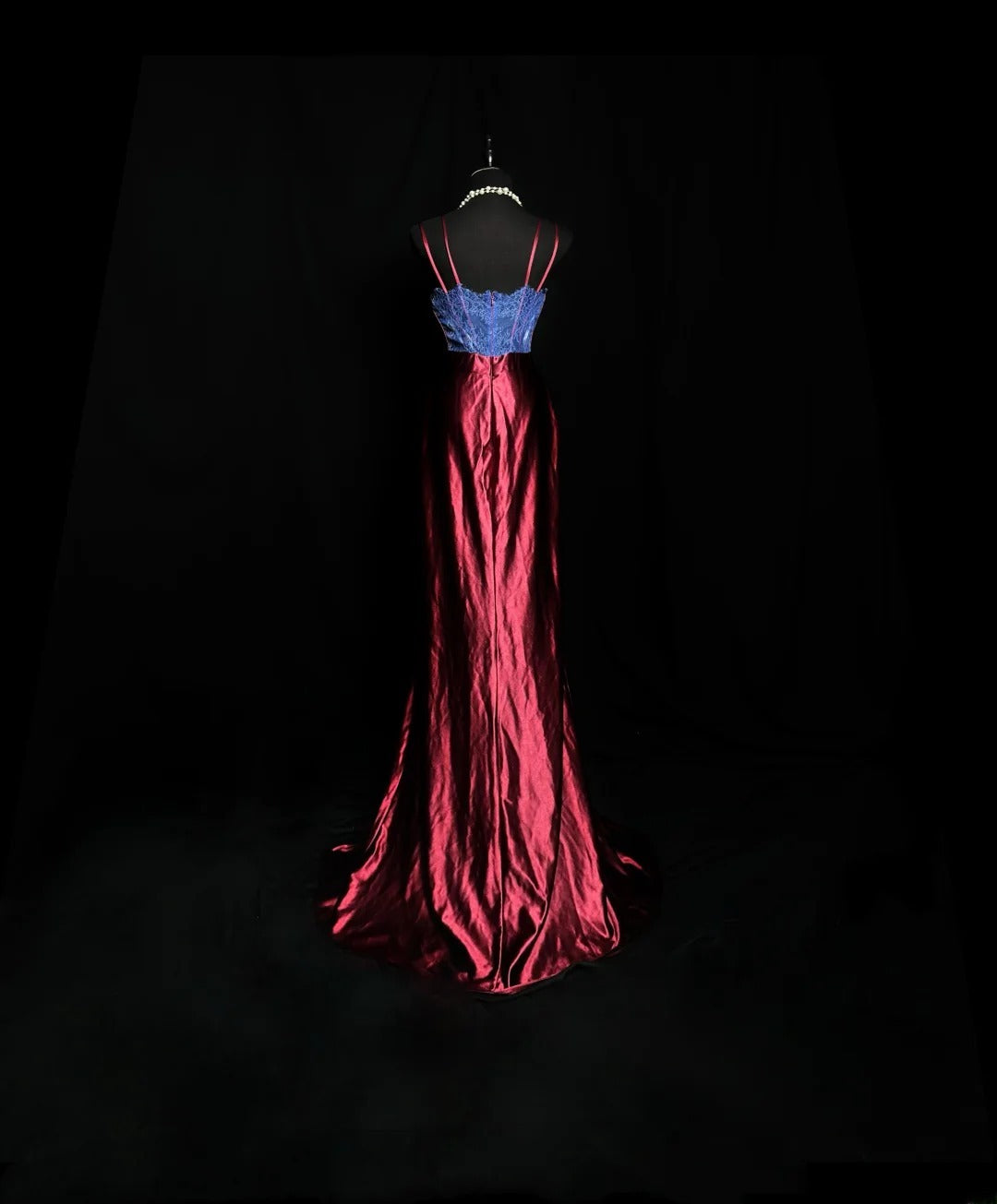 Simple Prom Dresses Mermaid Spaghetti Strap Burgundy With Slit Long Party Dress Formal Outfits RB5930
