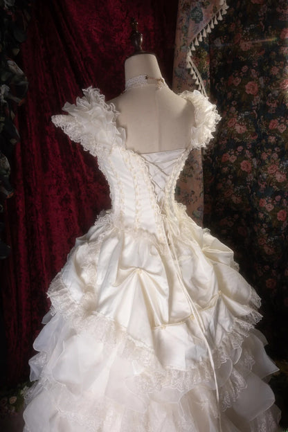 Ball Gown Elegant Luxury Dress & Chic Fashion Square Neck White Lace Quince Dress Quinceanera Dresses Birthday Outfits RB8270