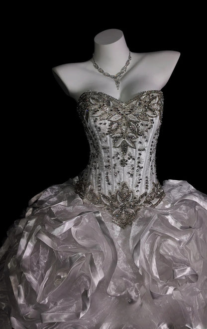 Sweet 16 Dress White Sweetheart Ball Gown With Crystals Beading Sweet Sixteen Dress RB9917