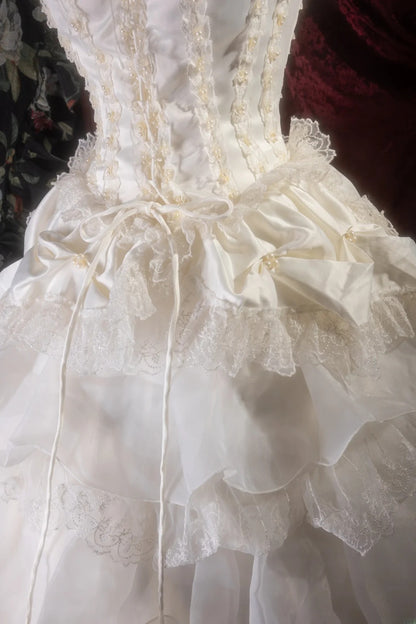 Ball Gown Elegant Luxury Dress & Chic Fashion Square Neck White Lace Quince Dress Quinceanera Dresses Birthday Outfits RB8270