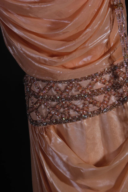 Retro Vintage 1960s Formal A line Square Neck Pink Fashion With Beads Cap Sleeves Long Prom Dresses Party Formal Gowns AS122
