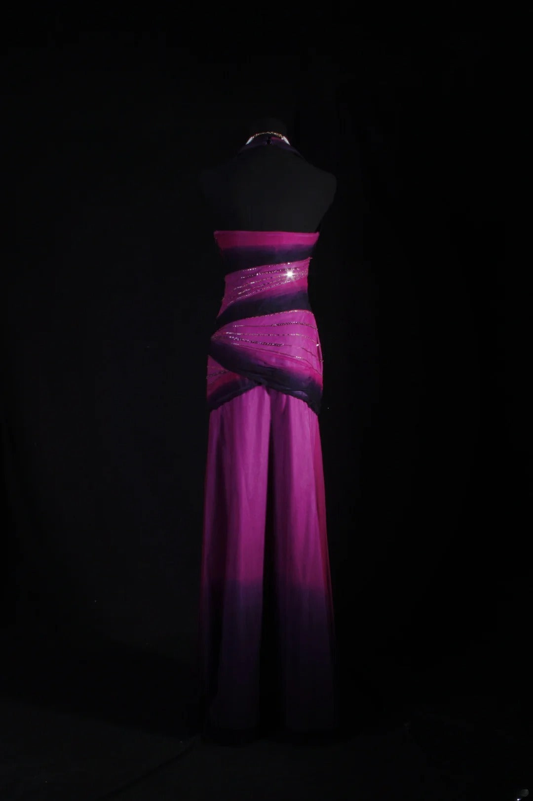 Vintage 50s 1950s Formal Mermaid Halter Ombre Purple Chiffon Pleated With Beads Sleeveless Long Prom Dresses Party Formal Gowns AS123