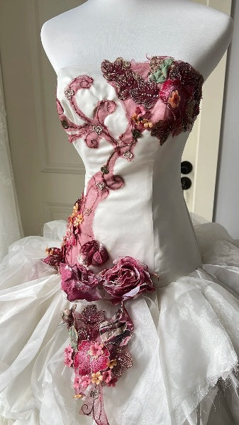 Sweet 15 Quinceanera Dress Ball Gown Strapless With Layers Tiered Long 15th Birthday Gown RC0489