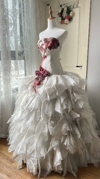 Sweet 15 Quinceanera Dress Ball Gown Strapless With Layers Tiered Long 15th Birthday Gown RC0489