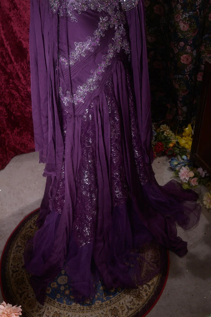 Vintage Mermaid Halter Purple Chiffon With Beading Appliqued Long Prom Dresses Formal Outfit Evening Night Gown RB8136