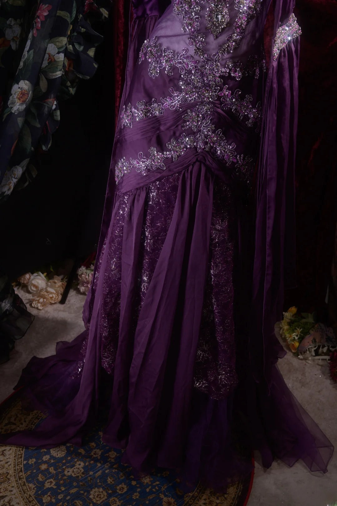 Vintage Mermaid Halter Purple Chiffon With Beading Appliqued Long Prom Dresses Formal Outfit Evening Night Gown RB8136