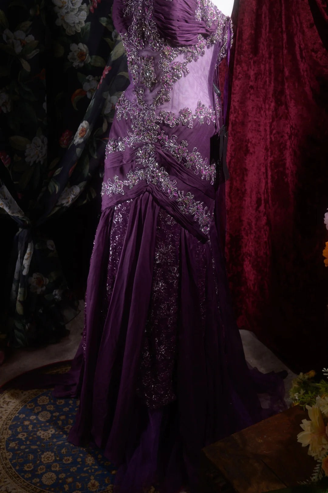 Vintage Mermaid Halter Purple Chiffon With Beading Appliqued Long Prom Dresses Formal Outfit Evening Night Gown RB8136