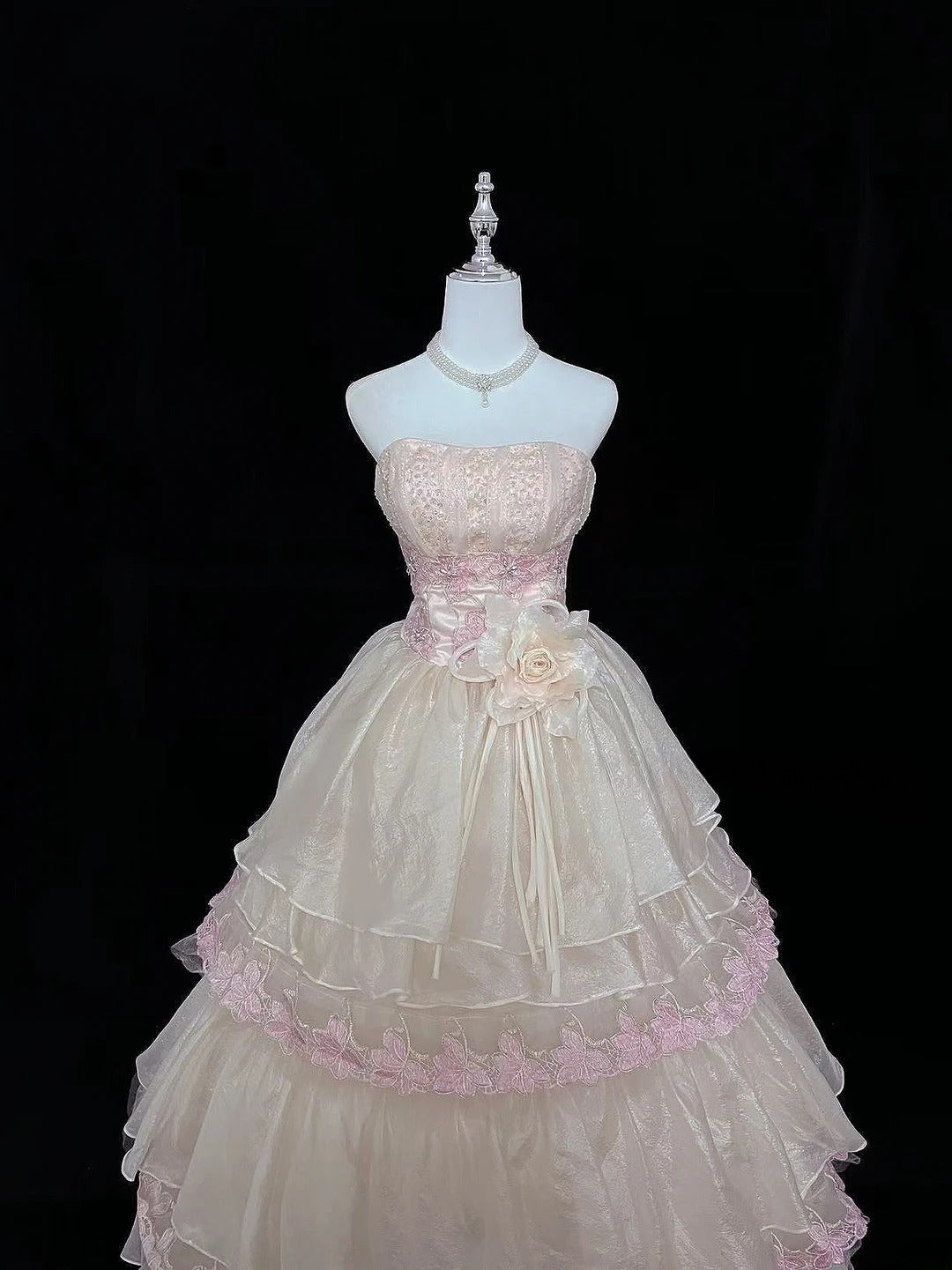 Princess Ball Gown Strapless Pink With Appliques Quince Dress Voluminous Sweet 16 Sweet Sixteen Outfits Vestido de 15 RB7495