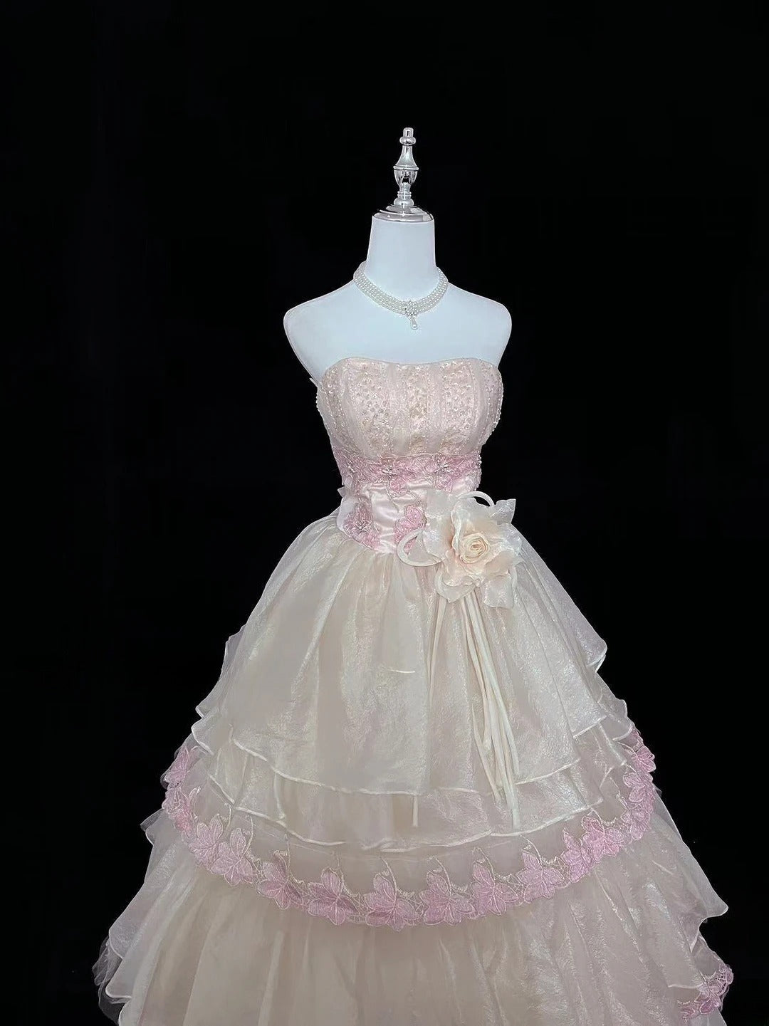 Princess Ball Gown Strapless Pink With Appliques Quince Dress Voluminous Sweet 16 Sweet Sixteen Outfits Vestido de 15 RB7495