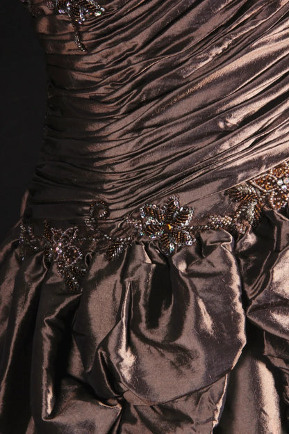 Vintage Ball Gowns Women's Cocktail Party Gowns Spaghetti Strap With Beads Tops Long Graduation Dinner Outfits Prom Dresses AS126