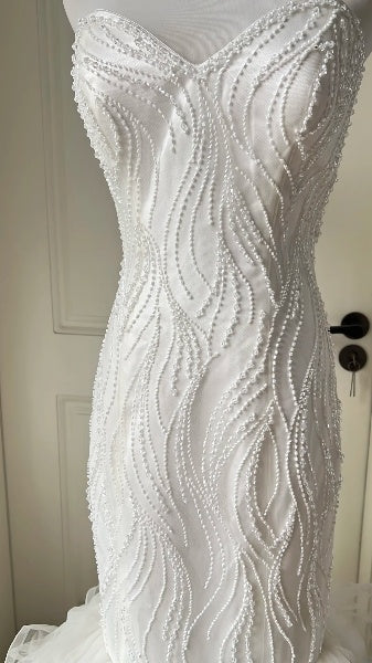 Princess Wedding Dress Mermaid Sweetheart White Tulle With Beading Long Bridal Gown RC0493