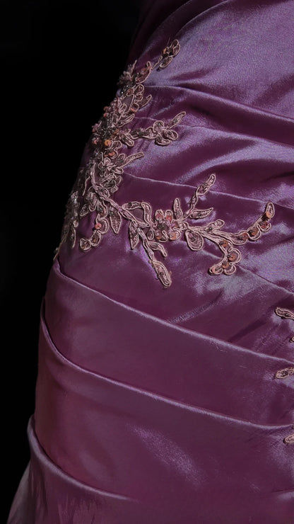 Satin Prom Dress Mermaid Sweetheart Appliques Lace Floor Length Formal Party Gown RB9923