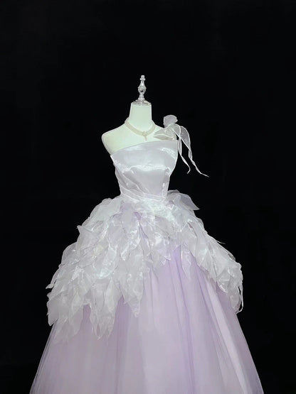 Princess Ball Gown One Shoulder Lilac With Tiered Layers Quince Dress Voluminous Sweet 16 Sweet Sixteen Outfits Vestido de 15 RB7497