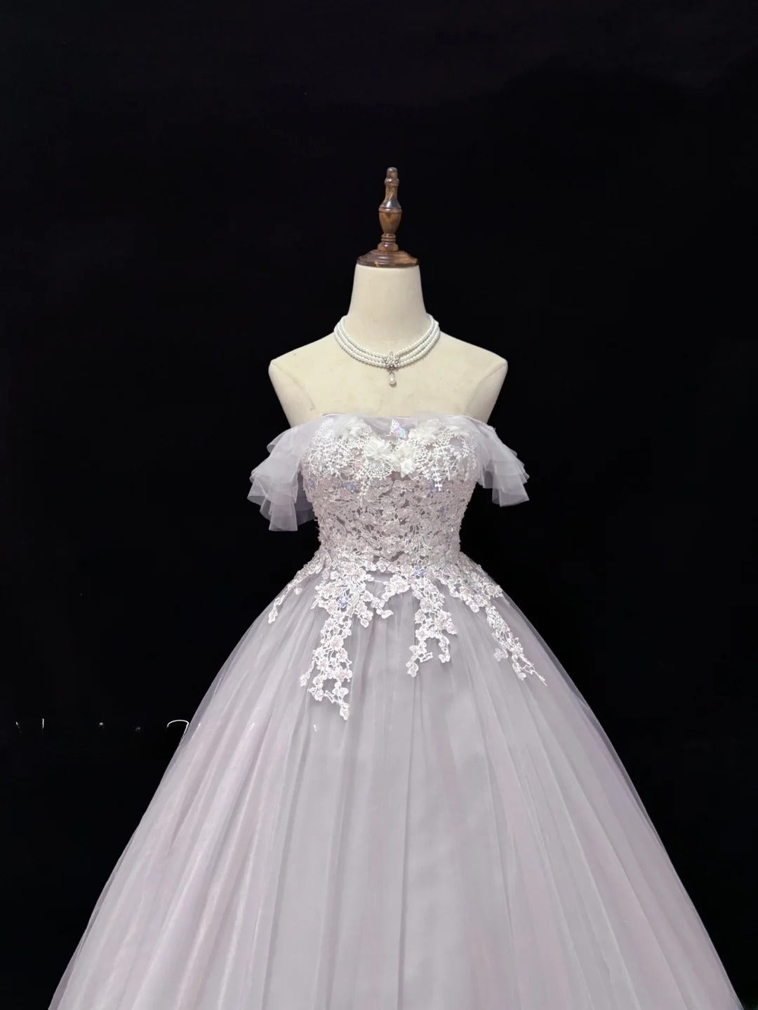 Cute Ball Gown Off The Shoulder Lilac Tulle With Lace Quince Dress Voluminous Ideas Sweet 16 Quinceanera Dresses Vestido de 15 RB7498