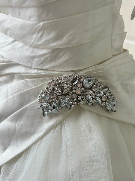 Princess Wedding Dress Ball Gown Off The Shoulder White Tulle With Sleeves Long Bridal Gown RC0494