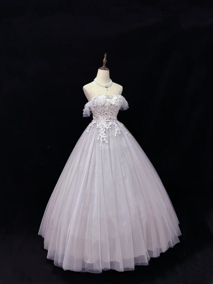 Cute Ball Gown Off The Shoulder Lilac Tulle With Lace Quince Dress Voluminous Ideas Sweet 16 Quinceanera Dresses Vestido de 15 RB7498