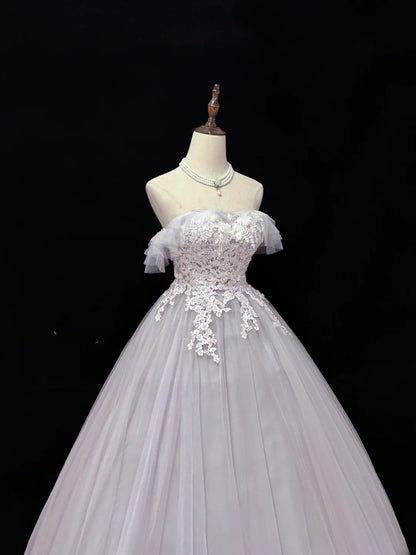 Cute Ball Gown Off The Shoulder Lilac Tulle With Lace Quince Dress Voluminous Ideas Sweet 16 Quinceanera Dresses Vestido de 15 RB7498