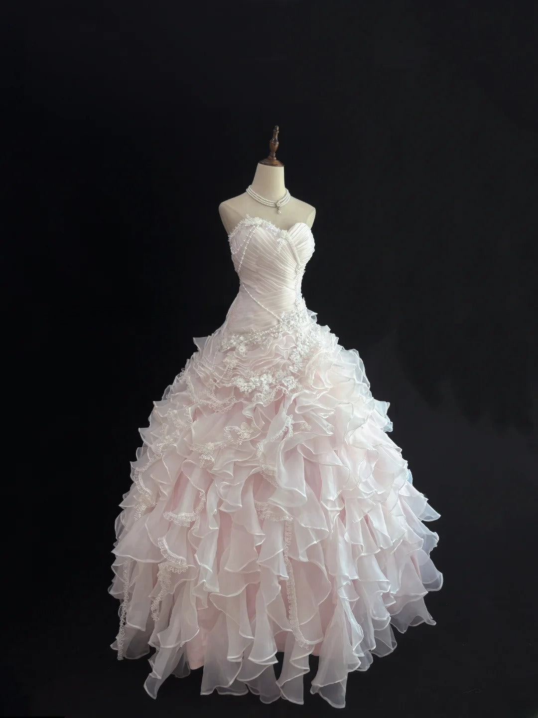 Princess Ball Gown Sweetheart Pink With Tiered Layers Quince Dress Voluminous Sweet 16 Sweet Sixteen Outfits Vestido de 15 RB7499