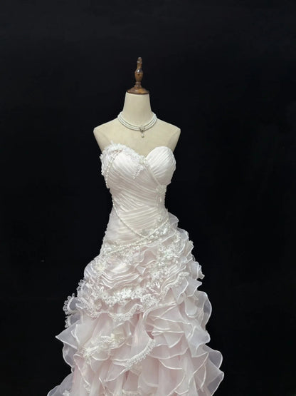 Princess Ball Gown Sweetheart Pink With Tiered Layers Quince Dress Voluminous Sweet 16 Sweet Sixteen Outfits Vestido de 15 RB7499