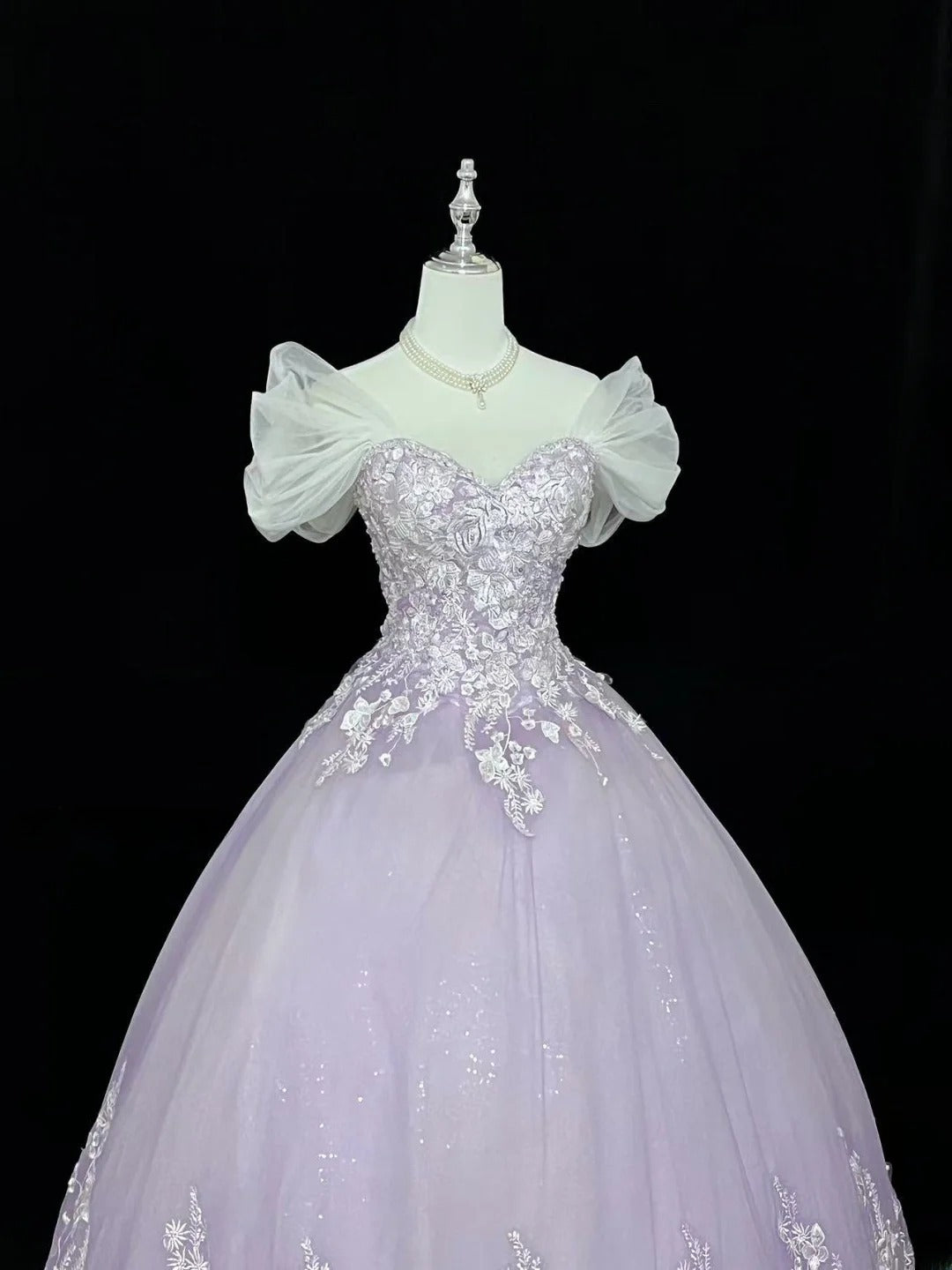 Cute Ball Gown Off The Shoulder Lilac Tulle With Lace Quince Dress Voluminous Ideas Sweet 16 Quinceanera Dresses Vestido de 15 RB7500