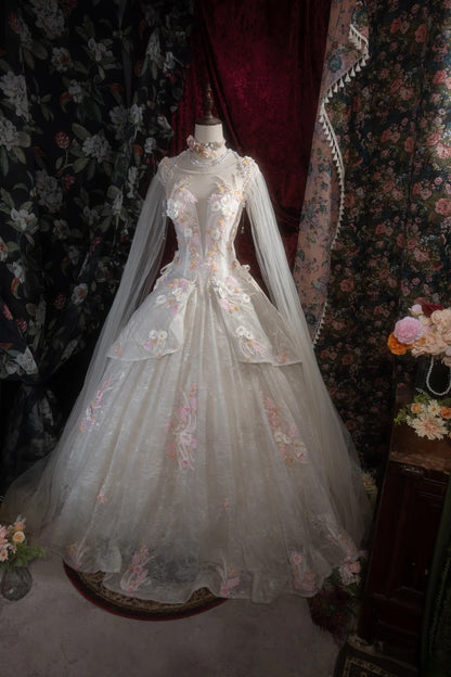 Sweety Ball Gown Scoop Ivory With Pink Tulle Long Flowers Lace Quince Dress inspo Party Gowns Sweet 16 Outfits RB8274