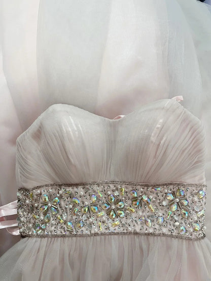 Vintage 70s Prom Dresses A line Spaghetti Strap White Tulle Sleeveless Evening Dress Formal Outfits RB5941