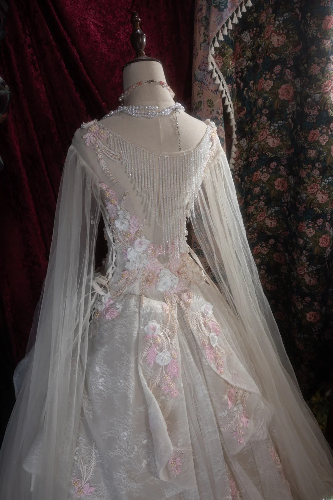 Sweety Ball Gown Scoop Ivory With Pink Tulle Long Flowers Lace Quince Dress inspo Party Gowns Sweet 16 Outfits RB8274