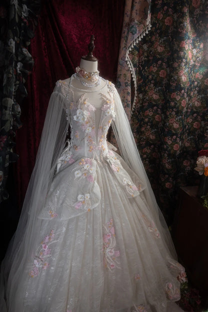 Sweety Ball Gown Scoop Ivory With Pink Tulle Long Flowers Lace Quince Dress inspo Party Gowns Sweet 16 Outfits RB8274