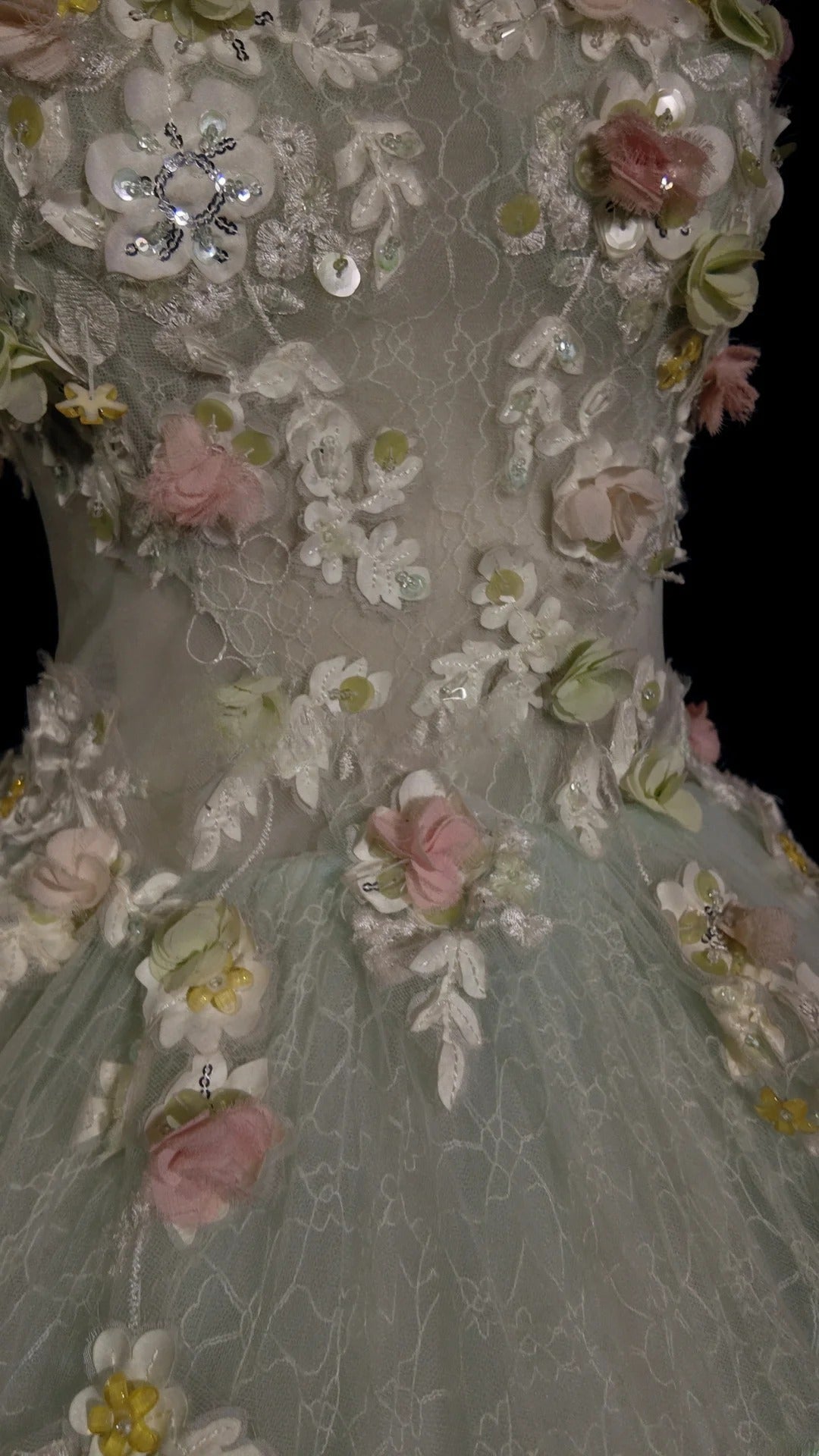 Sweet 16 Dress Sage Green Scoop Ball Gown With 3D Flowers Sweet Sixteen Dress RB9926