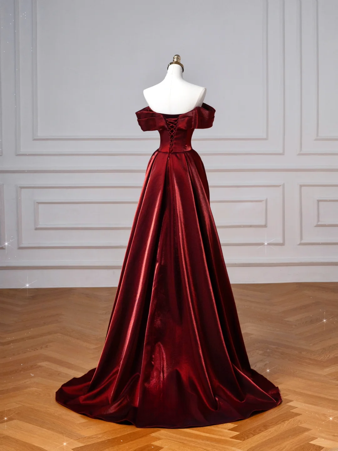 Classy Mermaid Off The Shoulder Burgundy Satin Long Formal Prom Dresses Dance Night Outfits Party Gowns AQ132
