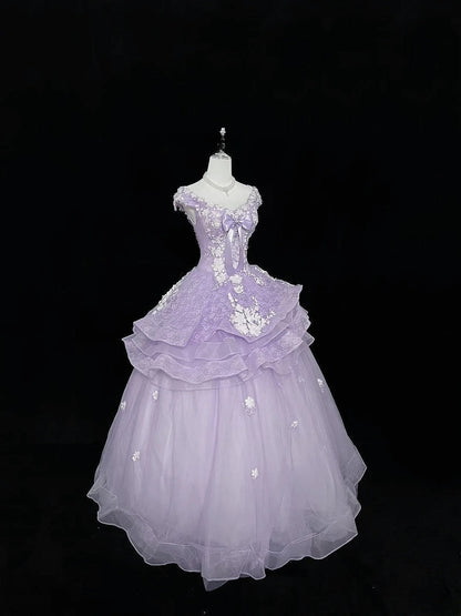 Sweet Ball Gown Off The Shoulder Lilac Tulle With Lace Quince Dress Voluminous Ideas Sweet 16 Quinceanera Dresses Vestido de 15 RB7502