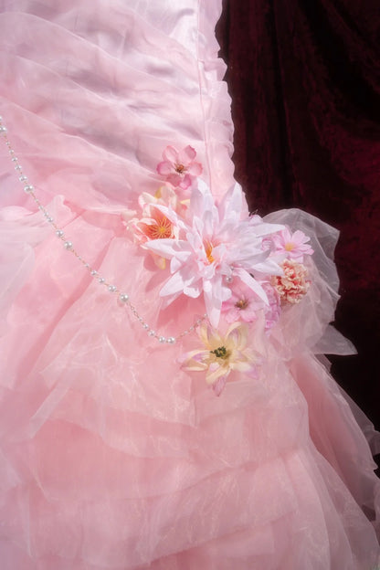 Vintage Mermaid Sweetheart Pink With Tiered Tulle Long Prom Dresses Formal Outfits Evening Night Gown RB8139