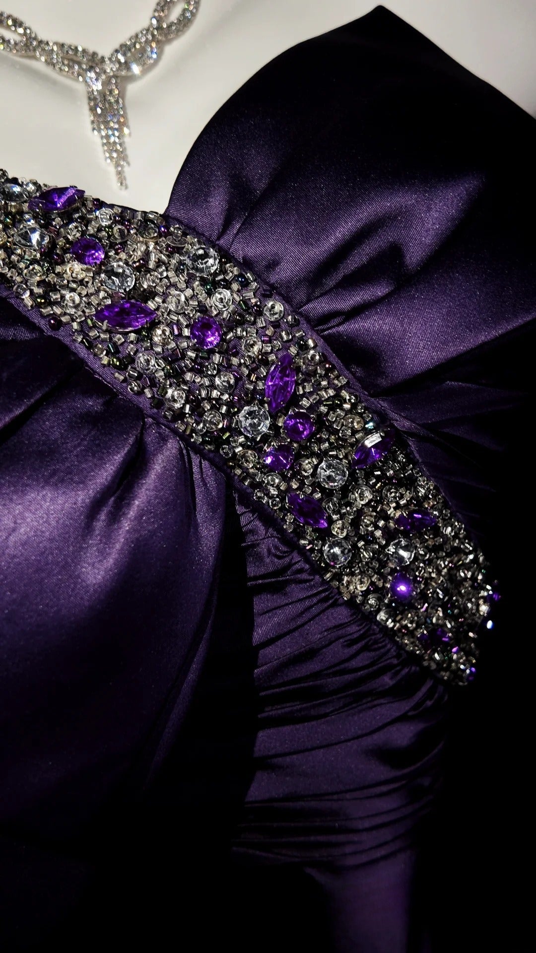 Purple Prom Dress Inspo A line Sweetheart With Beading Satin Modest Long Formal Party Gown RB9929