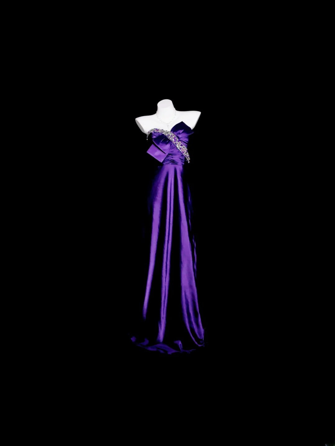 Purple Prom Dress Inspo A line Sweetheart With Beading Satin Modest Long Formal Party Gown RB9929