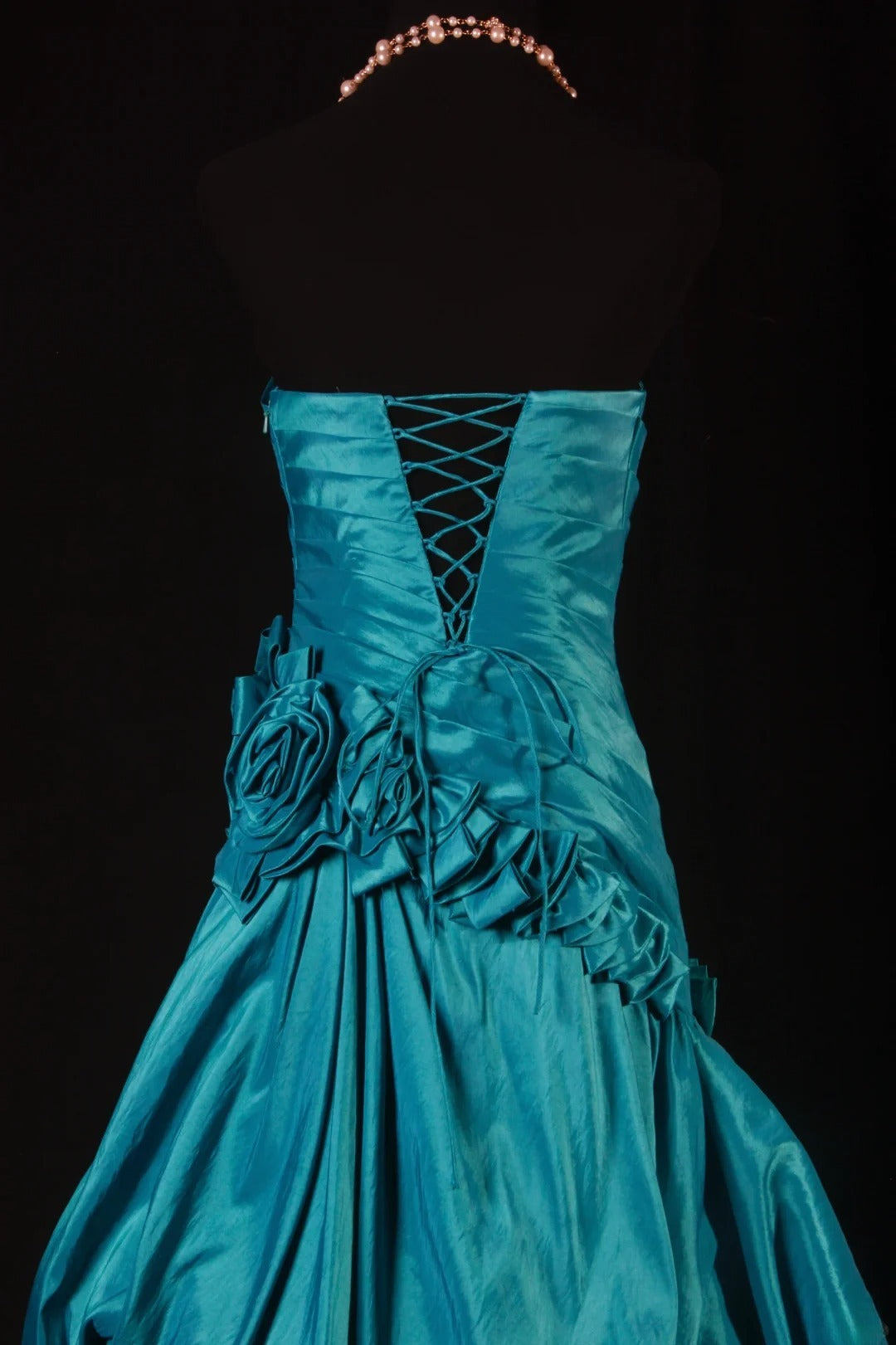 Vintage Ball Gowns Women's Cocktail Party Gowns Strapless With Ruched Flowers Blue Long Graduation Dinner Outfits Prom Dresses AS134