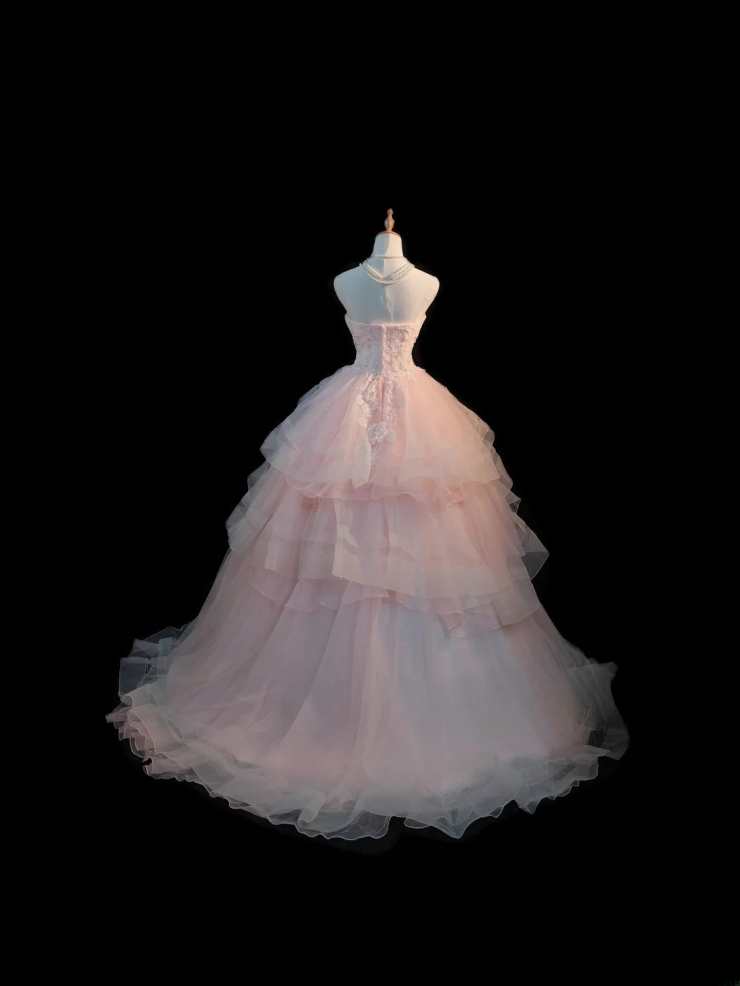 Cute Ball Gown Strapless Pink Tulle Long Sleeves Sweet 16 Dresses Seventeen Quince Dress RB3582