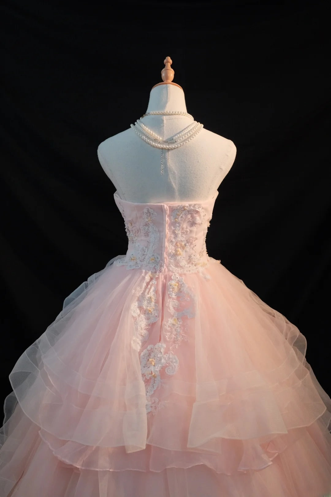 Cute Ball Gown Strapless Pink Tulle Long Sleeves Sweet 16 Dresses Seventeen Quince Dress RB3582