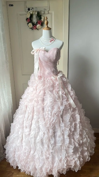 Modest Sweet 16 Dress Long Sweetheart Pink Tulle With Tiered Layers Ball Gown Sweet Sixteen Party Birthday Dresses RC0500