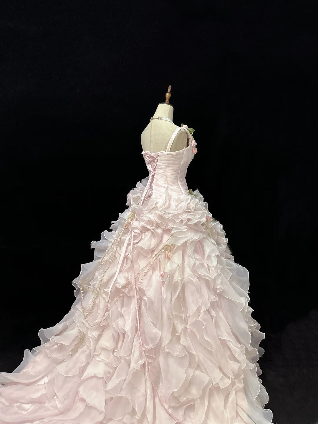 Princess Ball Gown One Shoulder Pink With Tiered Layers Chiffon Quince Dress Voluminous Sweet 16 Sweet Sixteen Outfits Vestido de 15 RB7505