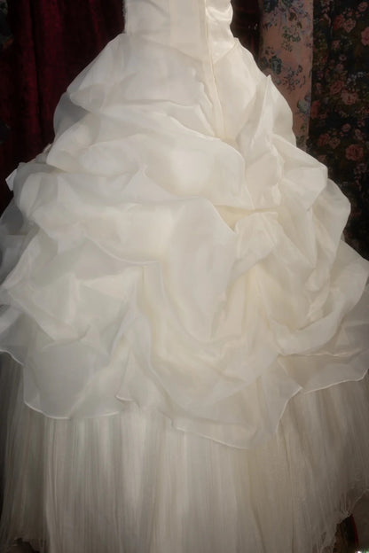 Dreamy Princess Ball Gown Formal Events Sweetheart Cream Organza Quince Dress Quinceanera Dresses Birthday Outfits RB8277