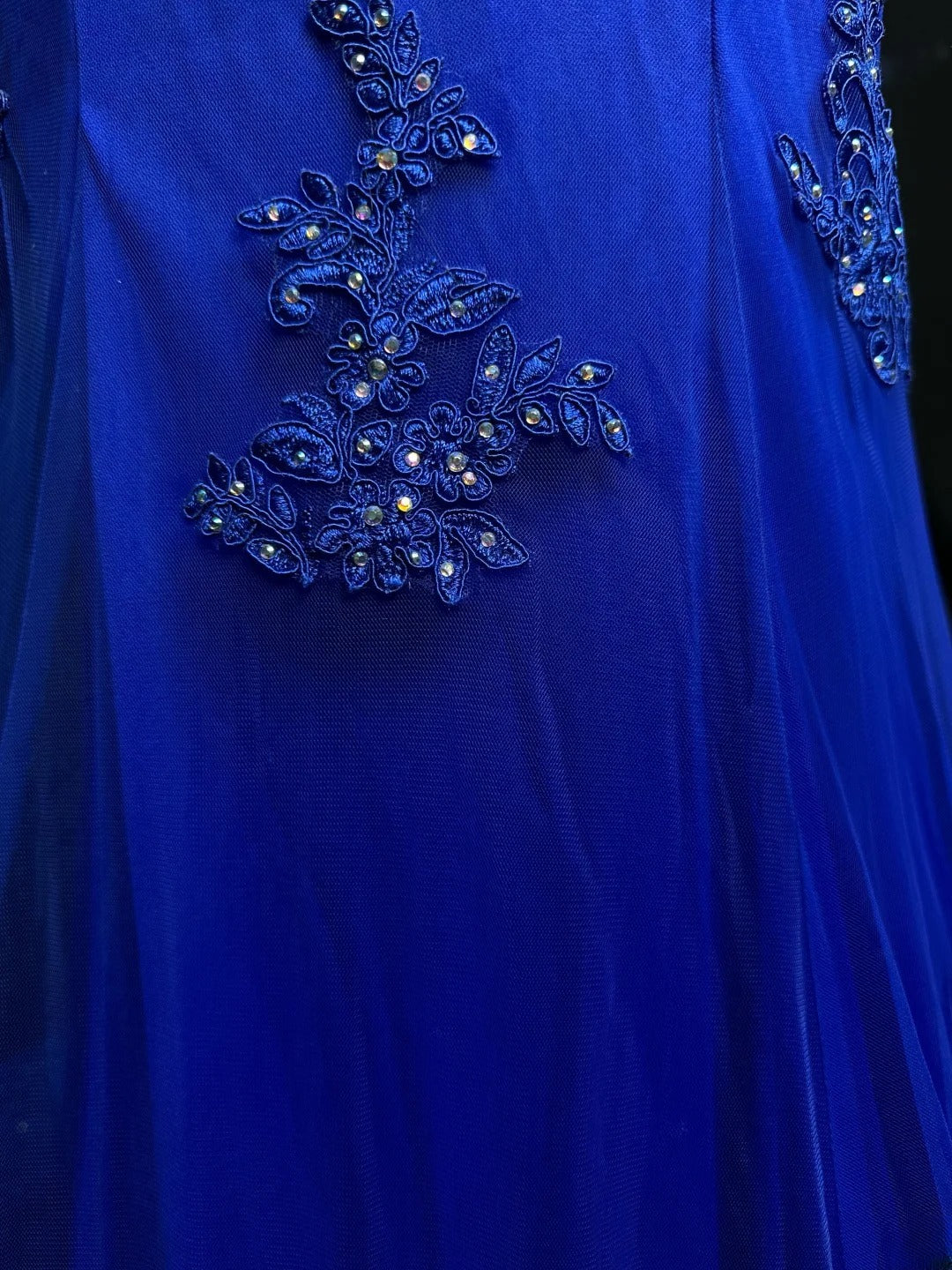 Modest Prom Dresses Mermaid Scoop Royal Blue Backless Tulle With Appliqued Long Party Dress Formal Outfits RB5946