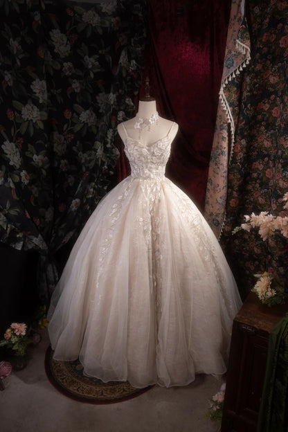 Vintage Ball Gown Spaghetti Straps 1950s White Tulle With Beading Long Autumn Winter Brides Gown Bridal Dress Wedding Dresses RB8278