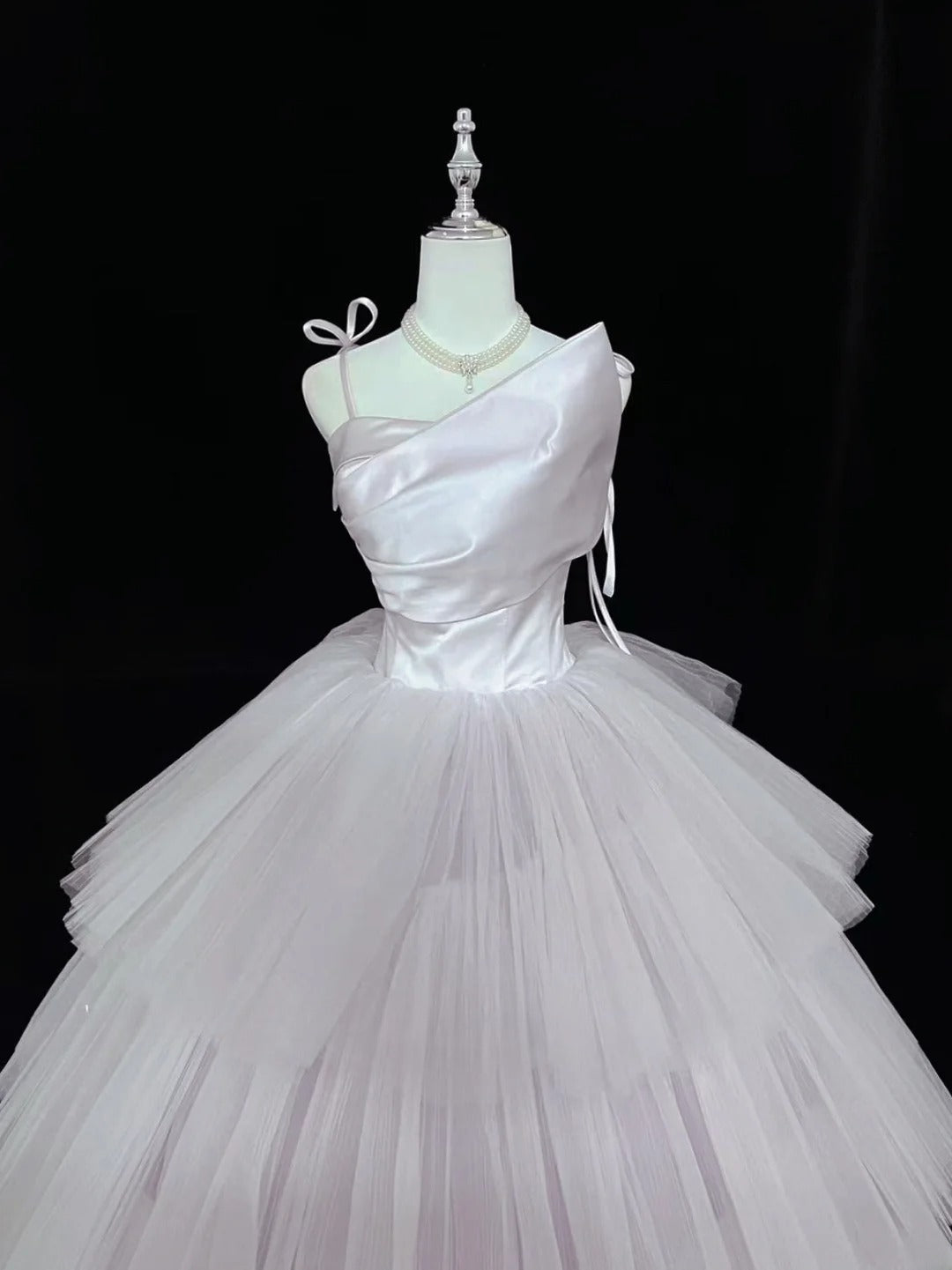 Modest Ball Gown Spaghetti Strap Lilac With Tiered Layers Tulle Long Quince Dress Voluminous Sweet 16 Sweet Sixteen Outfits Vestido de 15 RB7509