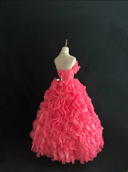 Sweet Ball Gown Strapless Pink With Tiered Layers Long Quince Dress Voluminous Ideas Sweet 16 Quinceanera Dresses Vestido de 15 RB7510