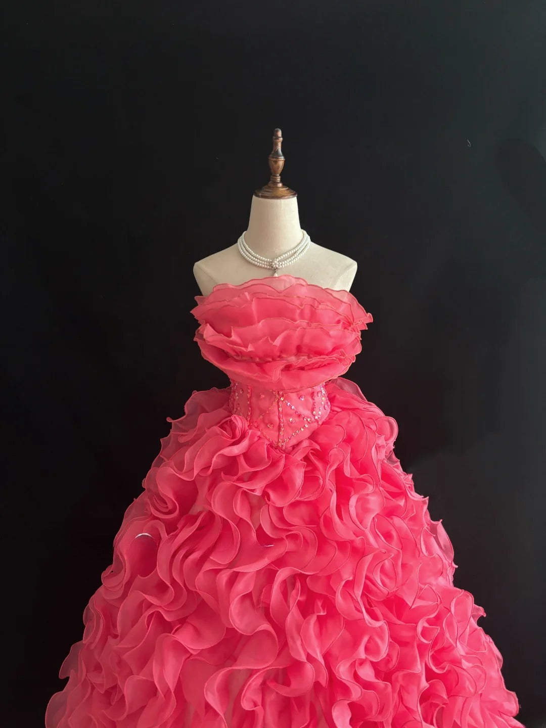 Sweet Ball Gown Strapless Pink With Tiered Layers Long Quince Dress Voluminous Ideas Sweet 16 Quinceanera Dresses Vestido de 15 RB7510