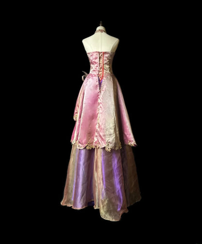 Classy Prom Dresses Ball Gown Halter Pink Satin Long Party Dress Formal Outfits RB5952