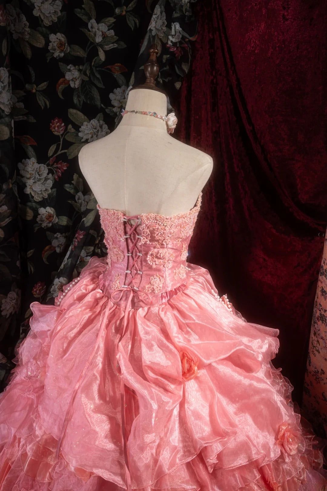 Sweety Ball Gown Strapless With Tulle Long Appliques Lace Tiered Layers Quince Dress inspo Party Gowns Sweet 16 Outfits RB8281