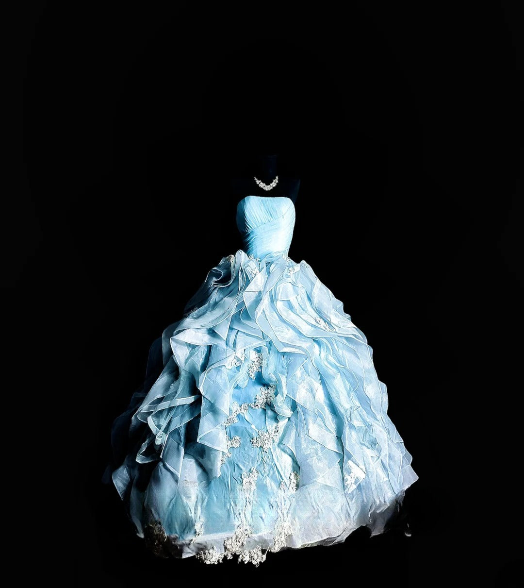 Cute Ball Gown Strapless Tulle Blue Lace Long Quinceañera Dress Moda 2000 15 Quinceanera Dresses Ideas Sweet 16 Outfits RB7123
