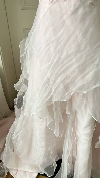 Prom Dress A Line Modest Strapless Long Pink Formal Party Gown For Senior Women RC0508